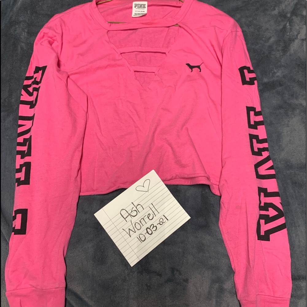PINK  long sleeve [cut-out] cropped Shirt